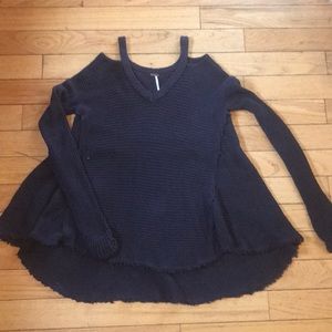 Grey Free People Cold Shoulder Sweater size small